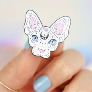 Mystical White Crescent Moon Enamel Brooch Pin